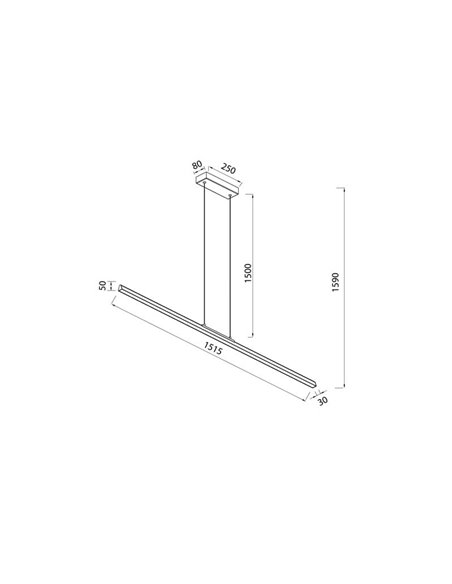 Lámpara de Techo LED Colgante extra larga, con luz arriba y abajo LINEAL, 151,5cm de largo,  54W 3000K Oro