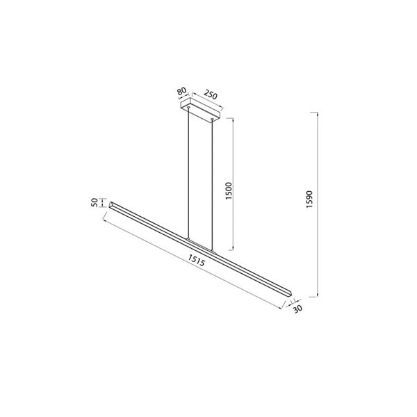 Lámpara de Techo LED Colgante extra larga, con luz arriba y abajo LINEAL, 151,5cm de largo,  54W 3000K Oro