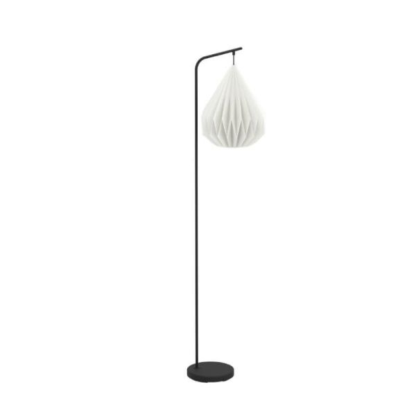 Lámpara de Pie MINTING con Pantalla de Papel Blanco Plegado y Metal Negro, E27
