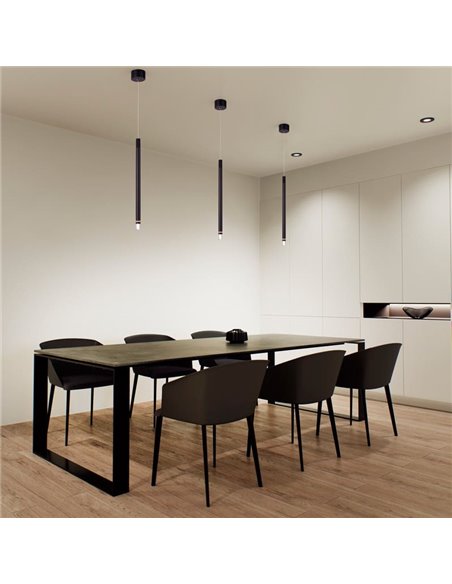 Lámpara de techo Colgante LED minimalista MOANA con detalle iluminado 7W 3000K negro
