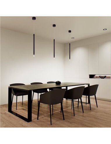 Luminária de teto suspensa LED minimalista MOANA com detalhe iluminado 7W 3000K cinza escuro