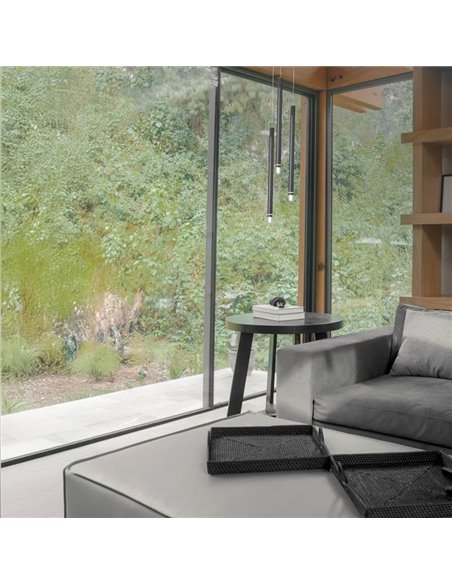 Luminária pendente LED minimalista em ouro rosa MOANA com detalhe iluminado 7W 3000K