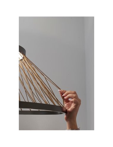 Lámpara Colgante con base LED de 20W SPIDER Ø40cm, enrejado en hilos 3000K Gris