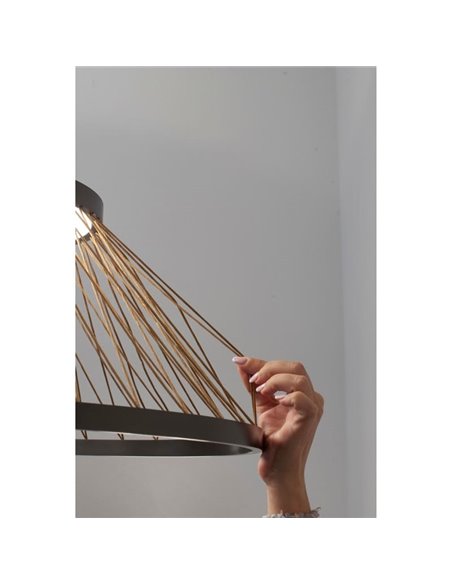 Suspension avec socle LED SPIDER 20W Ø40cm, treillis en fil gris 3000K