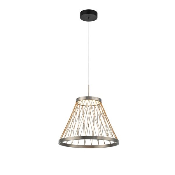Suspension avec socle LED SPIDER 20W Ø40cm, treillis en fil gris 3000K