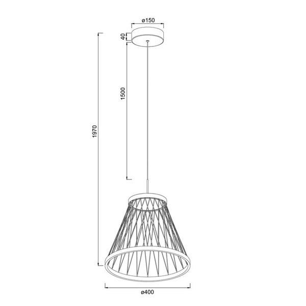 Suspension avec socle LED SPIDER 20W Ø40cm, treillis en fil gris 3000K