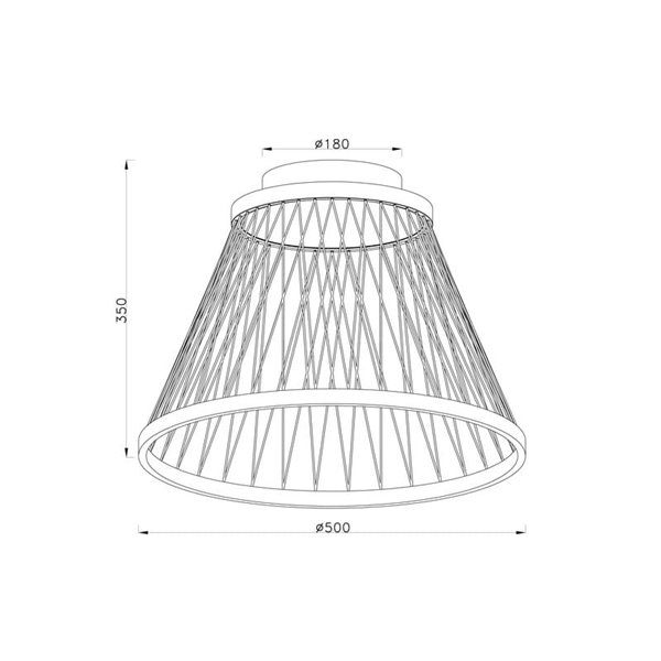Plafonnier avec socle LED SPIDER 43W Ø50cm, treillis métallique 3000K 5700Lm Gris