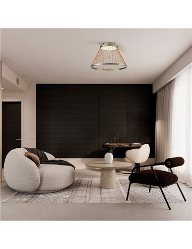 Plafón con base LED de 43W SPIDER Ø50cm, enrejado en hilos 3000K 5700Lm Gris