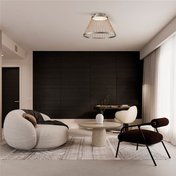 Plafón con base LED de 43W SPIDER Ø50cm, enrejado en hilos 3000K 5700Lm Gris