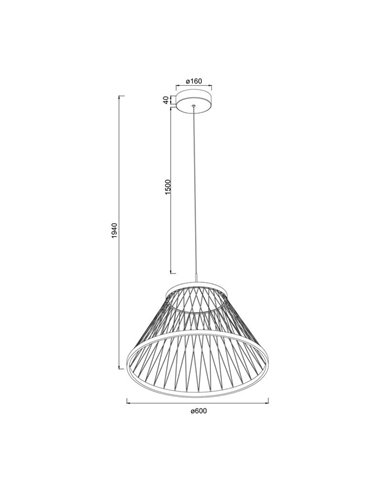 Lámpara Colgante con base LED de 43W SPIDER Ø60cm, enrejado en hilos 3000K Gris