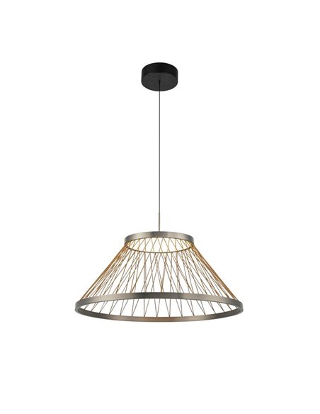 Suspension avec socle LED SPIDER 43W Ø60cm, treillis en fil gris 3000K