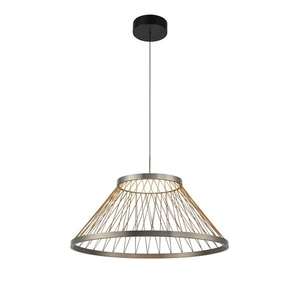 Suspension avec socle LED SPIDER 43W Ø60cm, treillis en fil gris 3000K