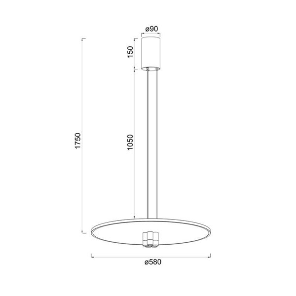 NÓMADA Suspension LED élégante noire et dorée, design circulaire, 42W 3000K 5200Lm