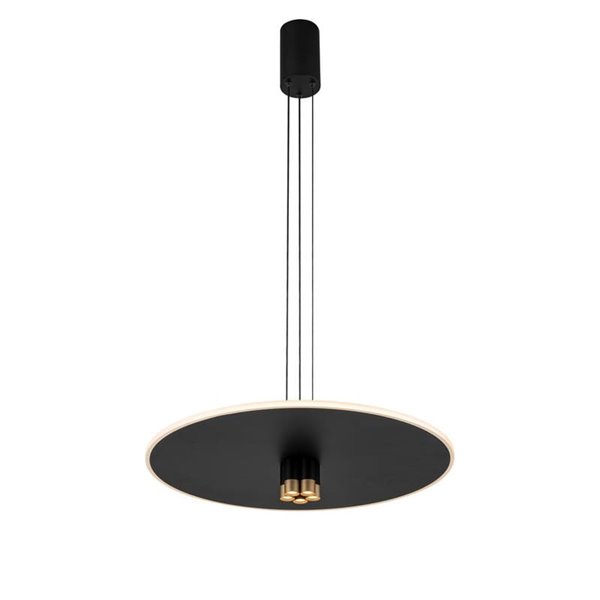 Lámpara Colgante LED elgante NÓMADA Negra y Oro, diseño circular, 42W 3000K 5200Lm
