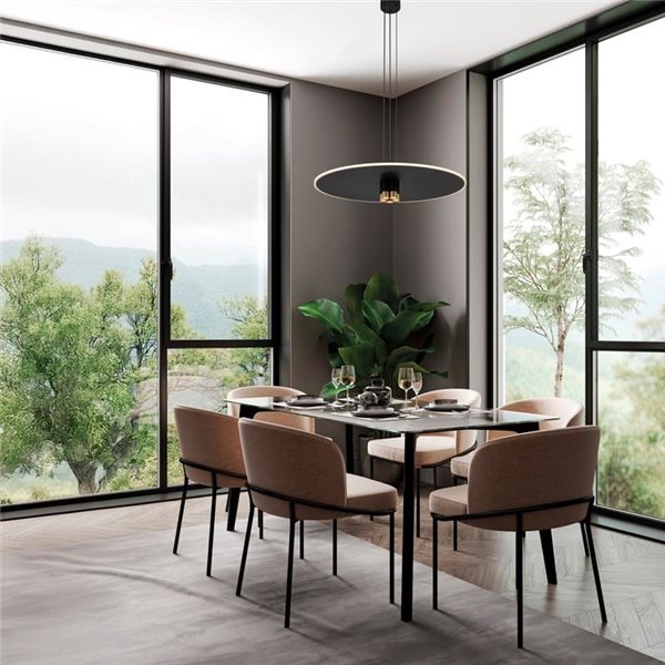 Candeeiro suspenso LED NÓMADA preto e dourado, design circular, 42W 3000K 5200Lm