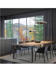 Luminária pendente LED NOMAD preta e dourada, design circular, 33W 3000K 4350Lm 2