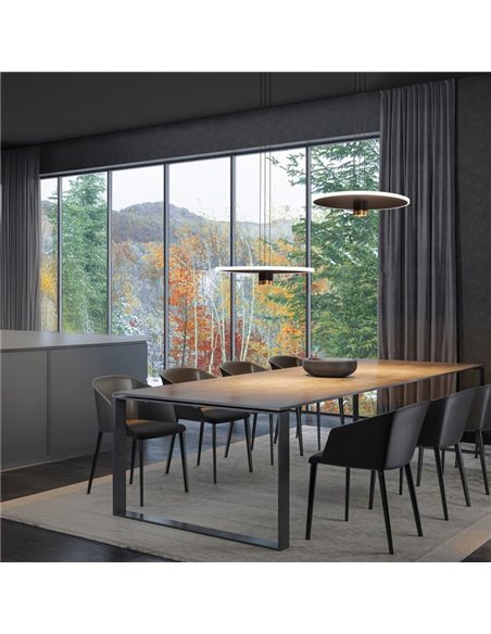 Suspension LED NOMAD Noir et Or, design circulaire, 33W 3000K 4350Lm