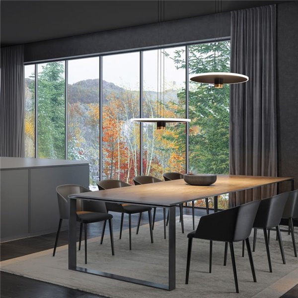 Suspension LED NOMAD Noir et Or, design circulaire, 33W 3000K 4350Lm