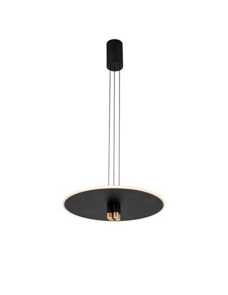 Suspension LED NOMAD Noir et Or, design circulaire, 33W 3000K 4350Lm