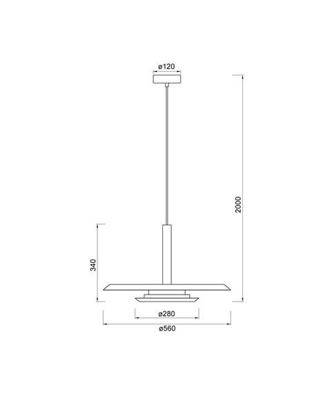 Candeeiro suspenso LED TINA com abajur duplo branco e preto, 24W 3000K 2900Lm