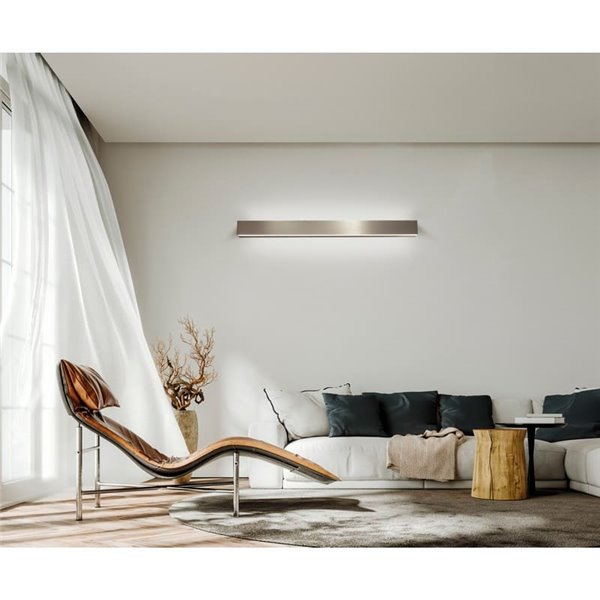 Aplique de pared LED ELEGANCE 24W 3000K 2750Lm, Gris 60,6cm de largo