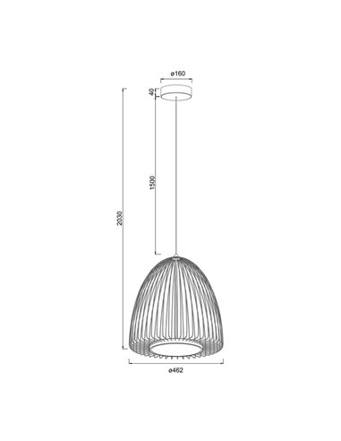 Lámpara Colgante LED Negra SMART con Diseño Abierto de Alambre, 43W 3000K 5700Lm Ø46,2cm