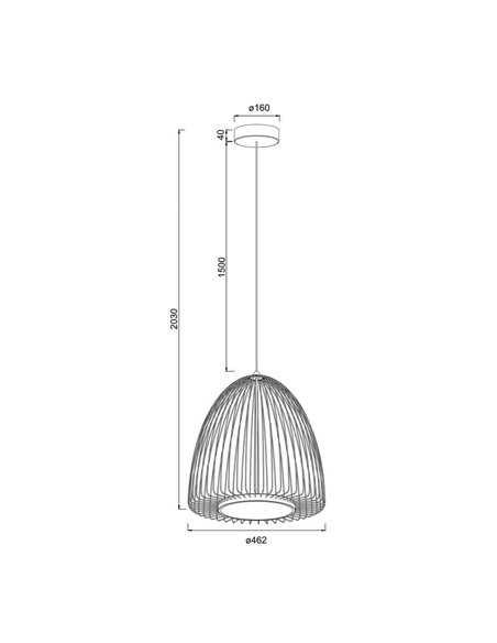 Lampe à Suspension LED SMART Noire Design Fil Ouvert, 43W 3000K 5700Lm Ø46,2cm