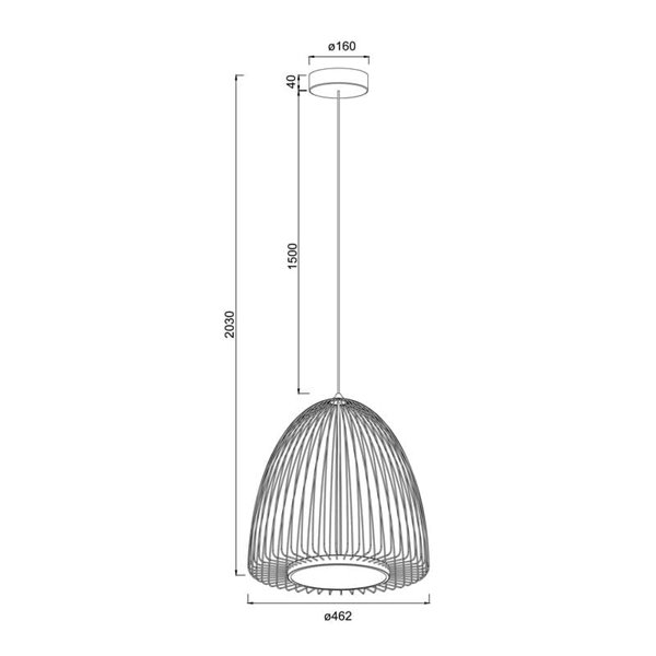 Lampe à Suspension LED SMART Noire Design Fil Ouvert, 43W 3000K 5700Lm Ø46,2cm