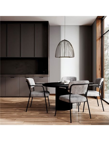 Lámpara Colgante LED Negra SMART con Diseño Abierto de Alambre, 43W 3000K 5700Lm Ø46,2cm