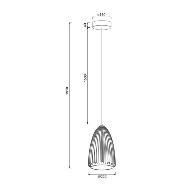 Lámpara Colgante LED Negra SMART con Diseño Abierto de Alambre, 20W 3000K 2750Lm Ø22,2cm