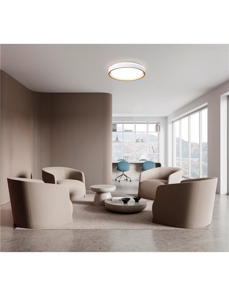 Plafon LED regulável VERONA 40W, 2700K-5000K, Branco/Dourado, 5400Lm, Ø40cm