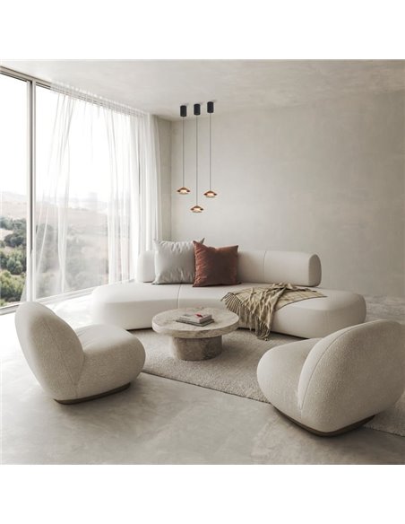 Candeeiro suspenso LED com abajur duplo Ø13cm PICCOLA regulável em altura, castanho 5W 3000K 550Lm