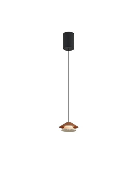 Lámpara Colgante LED con doble pantalla Ø13cm PICCOLA regulable en altura, marrón 5W 3000K 550Lm