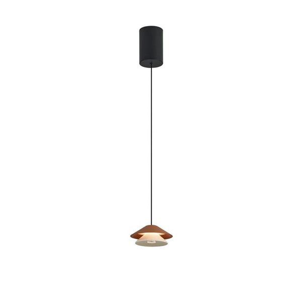 Lámpara Colgante LED con doble pantalla Ø13cm PICCOLA regulable en altura, marrón 5W 3000K 550Lm