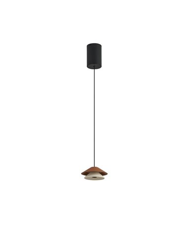Suspension LED avec double abat-jour Ø13cm PICCOLA réglable en hauteur, marron 5W 3000K 550Lm
