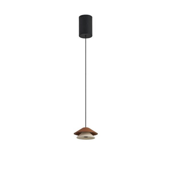 Lámpara Colgante LED con doble pantalla Ø13cm PICCOLA regulable en altura, marrón 5W 3000K 550Lm
