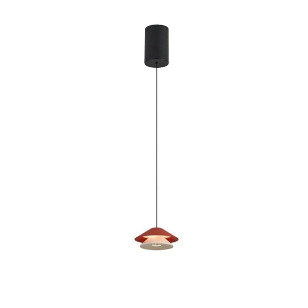 Lámpara Colgante LED con doble pantalla Ø13cm PICCOLA 5W 3000K 550Lm naranja, regulable en altura