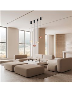 Lámpara Colgante LED con doble pantalla Ø13cm PICCOLA 5W 3000K 550Lm naranja, regulable en altura 2