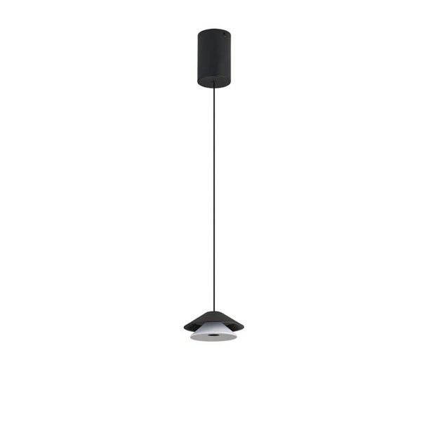 Candeeiro suspenso LED preto com abajur duplo Ø13cm, PICCOLA regulável em altura, 5W 3000K 550Lm