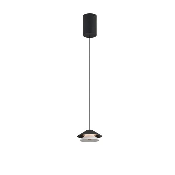 Lámpara Colgante LED negra con doble pantalla Ø13cm, PICCOLA regulable en altura, 5W 3000K 550Lm