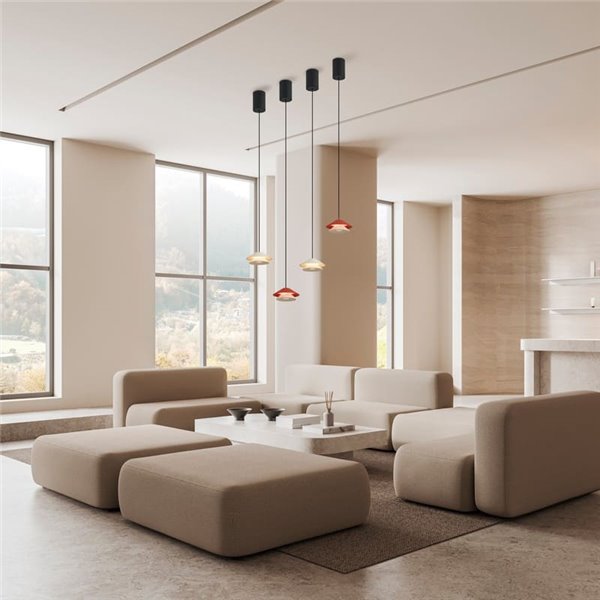 Lámpara Colgante LED negra con doble pantalla Ø13cm, PICCOLA regulable en altura, 5W 3000K 550Lm