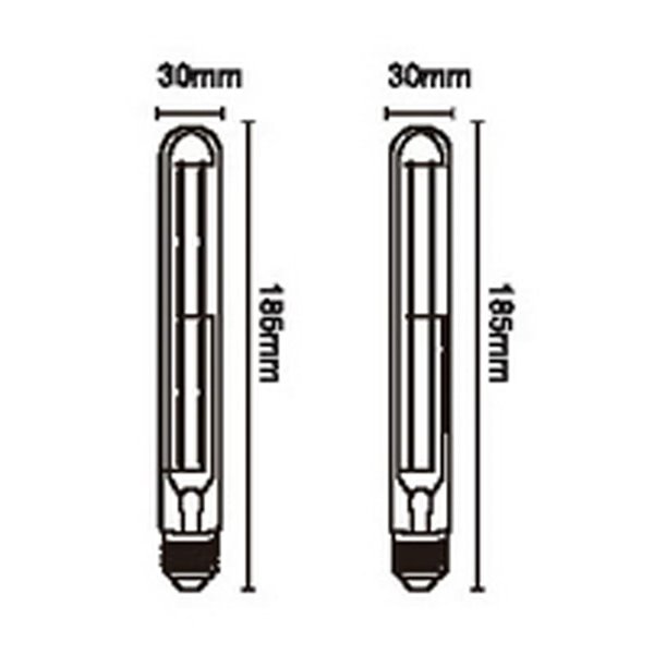 Bombilla LED Amber Glass T30 E27, Potencia 6W, 2400K 575Lm  - 185x30mm