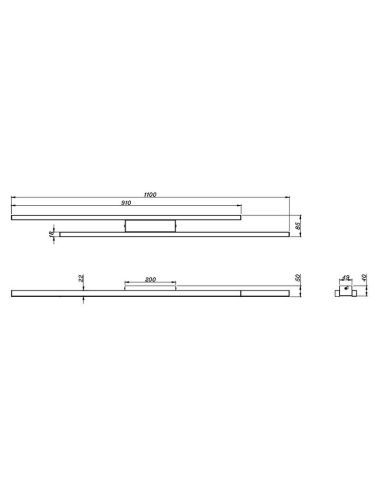Plafón LED ODIO Barras 22W 3200Lm 3000K IP20 Negro | LeonLeds
