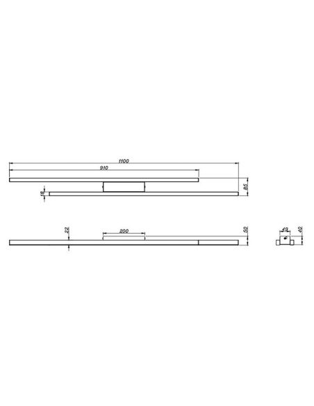 Plafón LED ODIO Barras 22W 3200Lm 3000K IP20 Negro | LeonLeds
