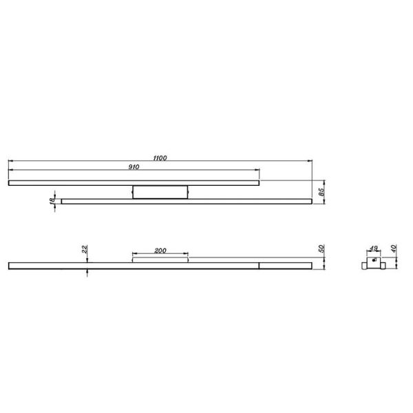 Plafon LED 2 Barras 22W ODIO 3200Lm 3000K IP20 Níquel | LeonLeds