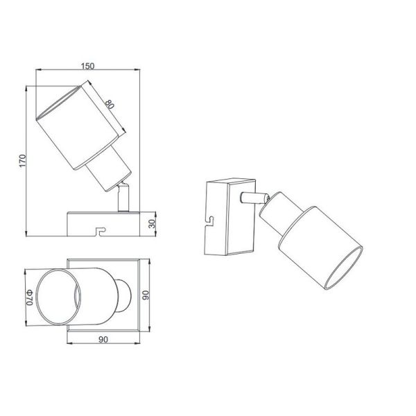 Aplique de parede para interior CADIZ Fumado Tulipa 1xE14 IP20 | LeonLeds