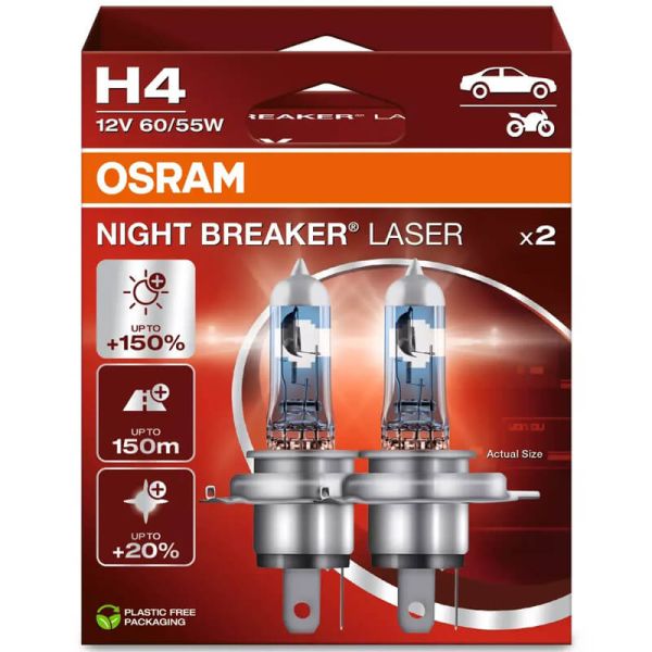 Bombillas H4 Night Breaker Laser Next Generation +150% 64193NL-2HB