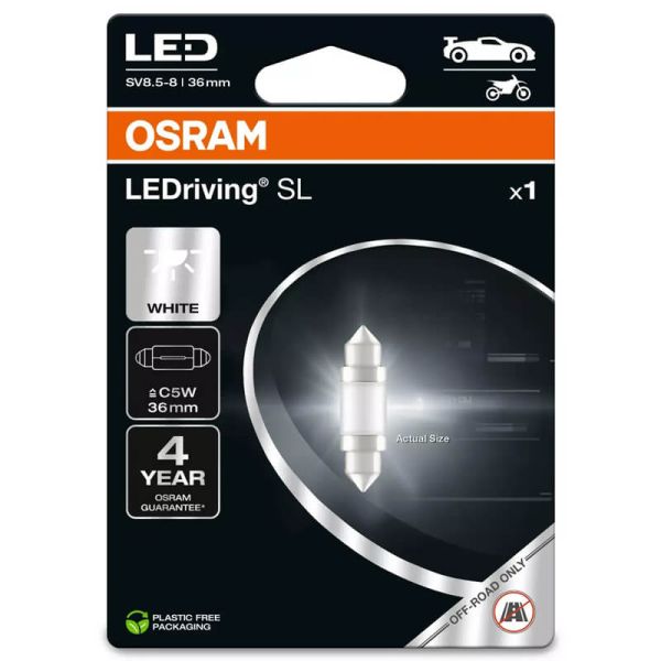 Bombilla LED Festoon C5W 36mm 6000K LEDriving (1Uds) 6418DWP-1BL | LeonLeds