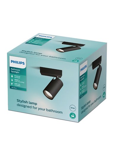 Foco de baño para techo/pared IDRIS individual, GU10 (No Incl.) Negro, ClickFix