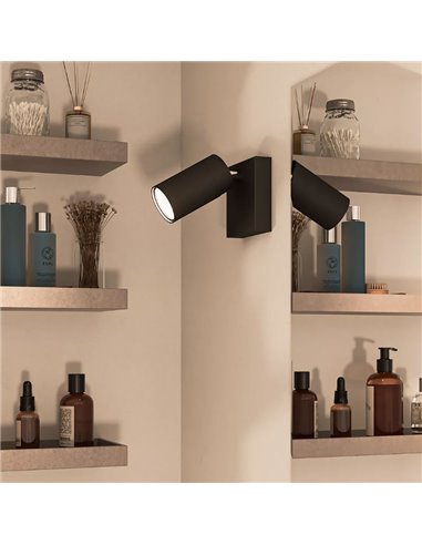 Foco de baño para techo/pared IDRIS individual, GU10 (No Incl.) Negro, ClickFix
